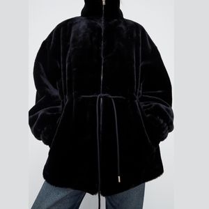 Zara Faux Fur Drawstring Jacket